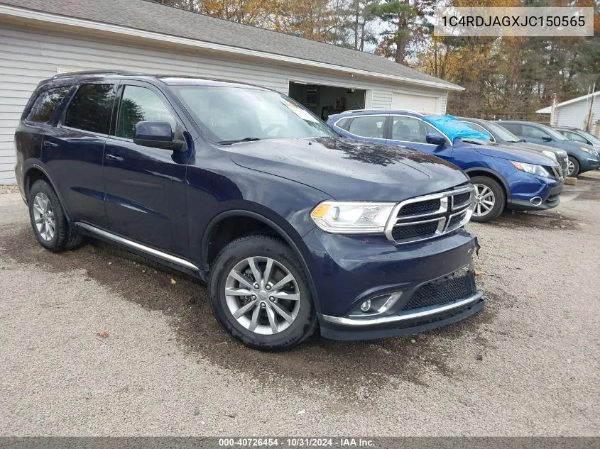 2018 Dodge Durango Sxt Awd VIN: 1C4RDJAGXJC150565 Lot: 40726454