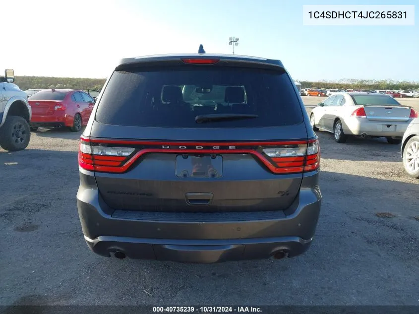 2018 Dodge Durango R/T Rwd VIN: 1C4SDHCT4JC265831 Lot: 40735239