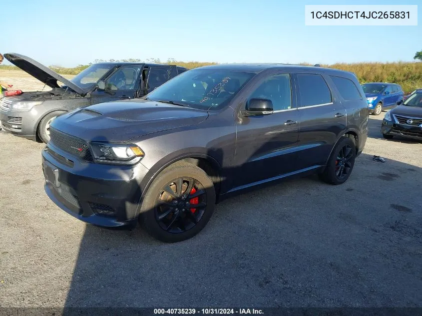 2018 Dodge Durango R/T Rwd VIN: 1C4SDHCT4JC265831 Lot: 40735239