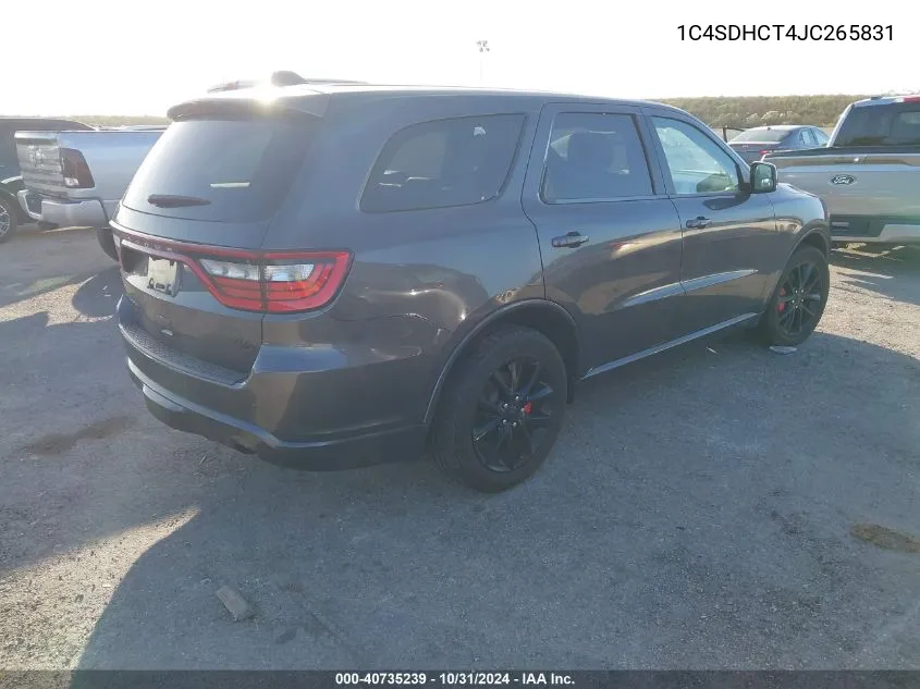 2018 Dodge Durango R/T Rwd VIN: 1C4SDHCT4JC265831 Lot: 40735239