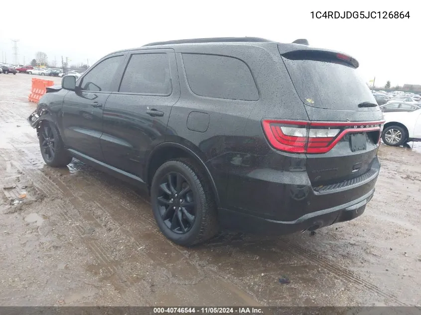 2018 Dodge Durango Gt Awd VIN: 1C4RDJDG5JC126864 Lot: 40746544