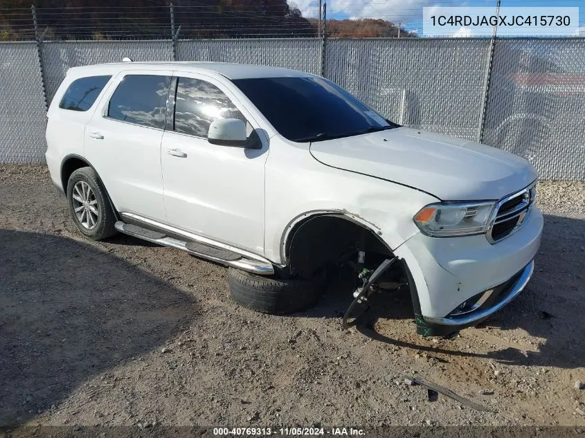 2018 Dodge Durango Sxt Awd VIN: 1C4RDJAGXJC415730 Lot: 40769313