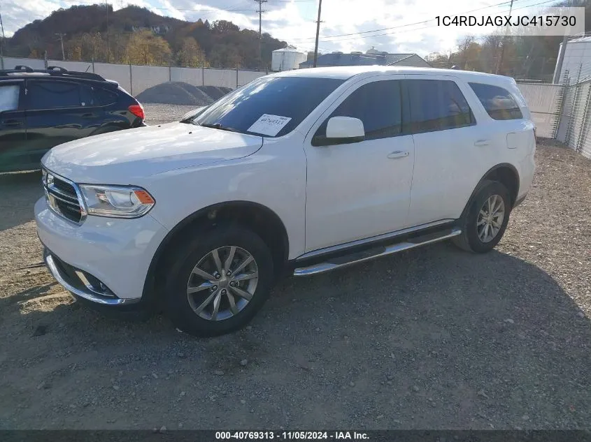 2018 Dodge Durango Sxt Awd VIN: 1C4RDJAGXJC415730 Lot: 40769313