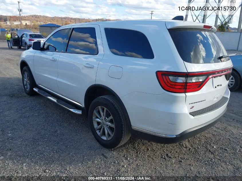 2018 Dodge Durango Sxt Awd VIN: 1C4RDJAGXJC415730 Lot: 40769313