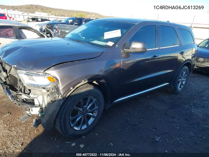 2018 Dodge Durango Sxt Rwd VIN: 1C4RDHAG6JC413269 Lot: 40772522