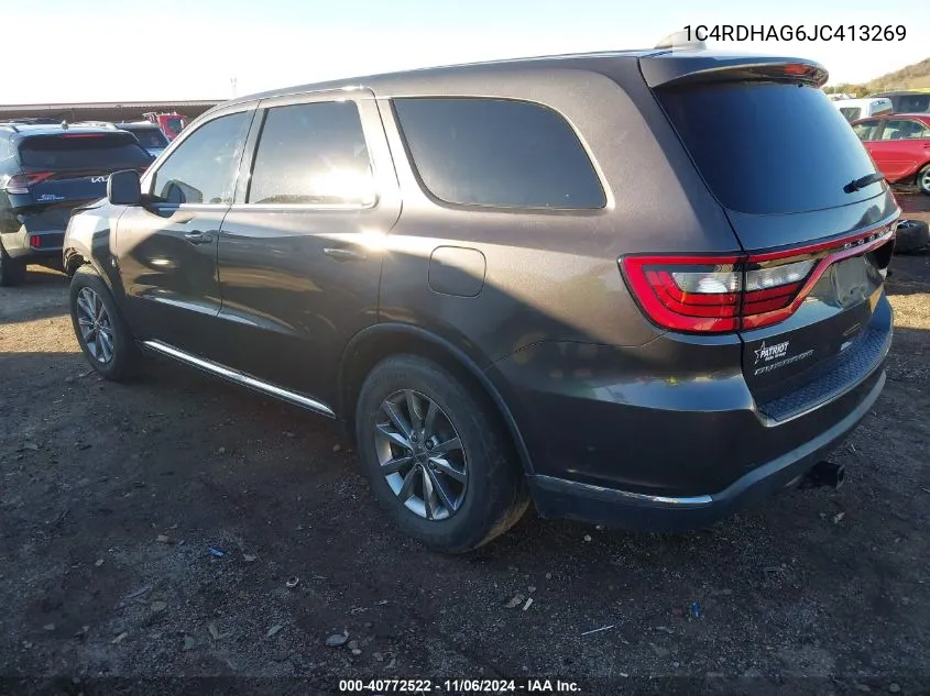 2018 Dodge Durango Sxt Rwd VIN: 1C4RDHAG6JC413269 Lot: 40772522