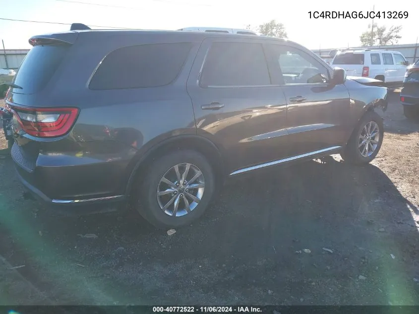 2018 Dodge Durango Sxt Rwd VIN: 1C4RDHAG6JC413269 Lot: 40772522