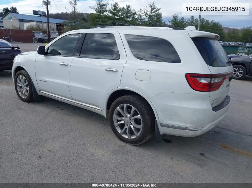 2018 Dodge Durango Citadel Awd VIN: 1C4RDJEG8JC345915 Lot: 40780424