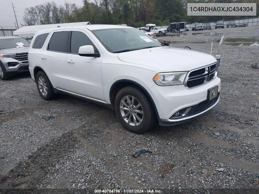 2018 Dodge Durango Sxt Rwd VIN: 1C4RDHAGXJC434304 Lot: 40784756