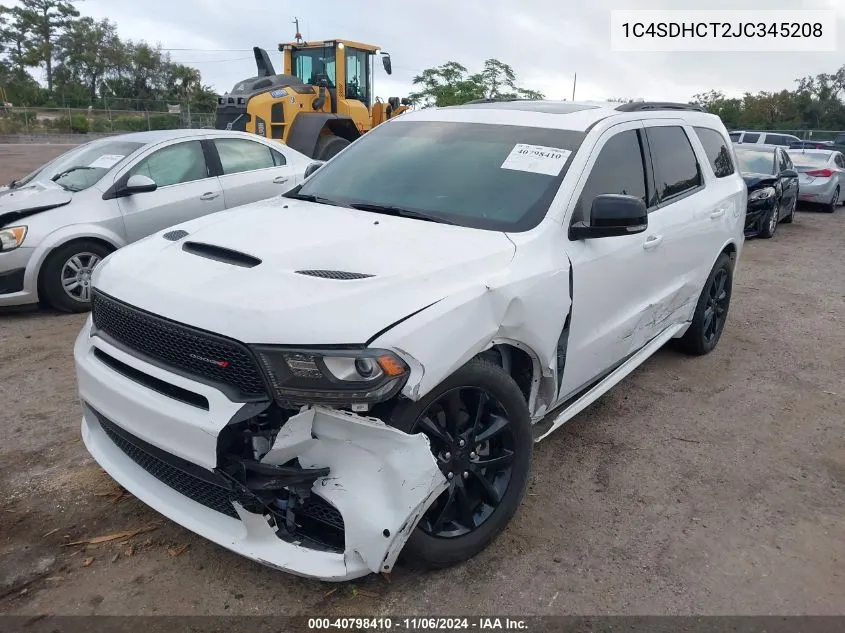 2018 Dodge Durango R/T Rwd VIN: 1C4SDHCT2JC345208 Lot: 40798410