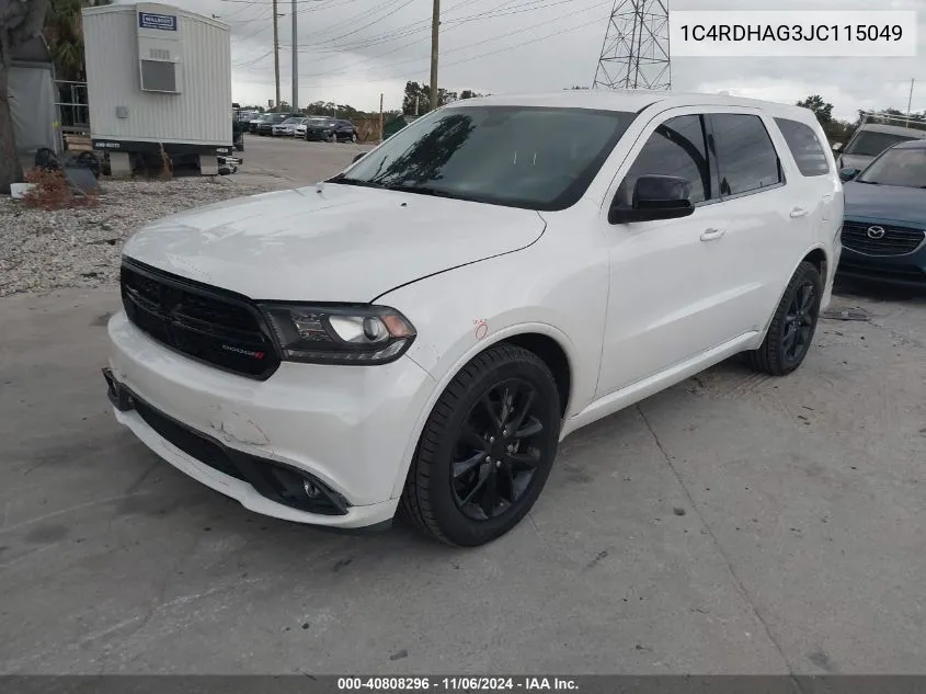 2018 Dodge Durango Sxt Rwd VIN: 1C4RDHAG3JC115049 Lot: 40808296