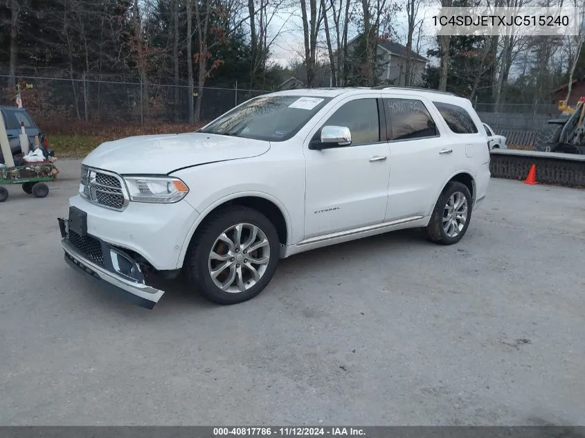 2018 Dodge Durango Citadel Awd VIN: 1C4SDJETXJC515240 Lot: 40817786