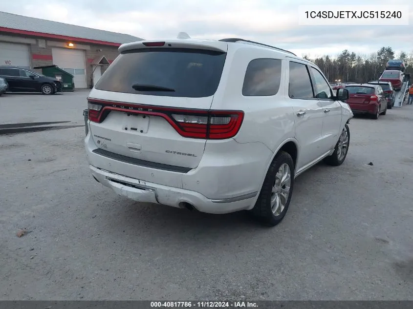 2018 Dodge Durango Citadel Awd VIN: 1C4SDJETXJC515240 Lot: 40817786