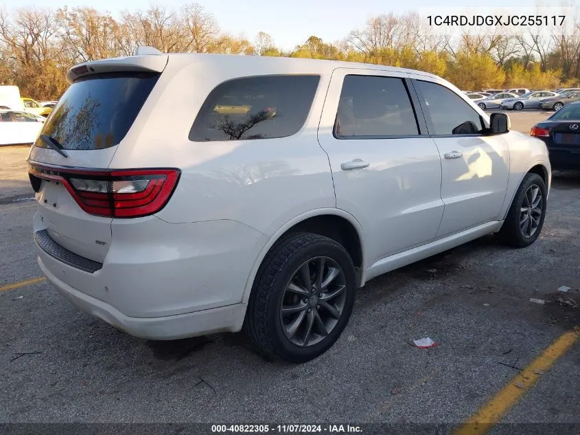 2018 Dodge Durango Gt Awd VIN: 1C4RDJDGXJC255117 Lot: 40822305