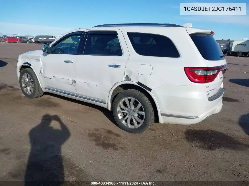 2018 Dodge Durango Citadel Awd VIN: 1C4SDJET2JC176411 Lot: 40834965