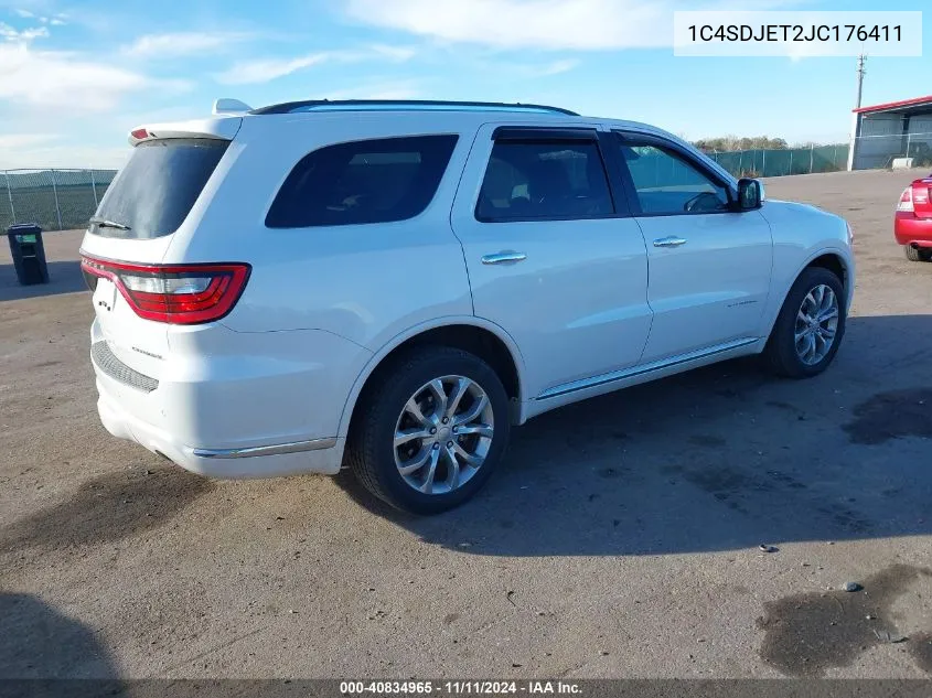 2018 Dodge Durango Citadel Awd VIN: 1C4SDJET2JC176411 Lot: 40834965