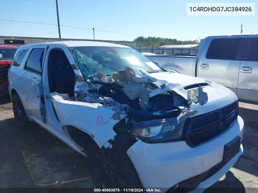 2018 Dodge Durango Gt Rwd VIN: 1C4RDHDG7JC384926 Lot: 40863878