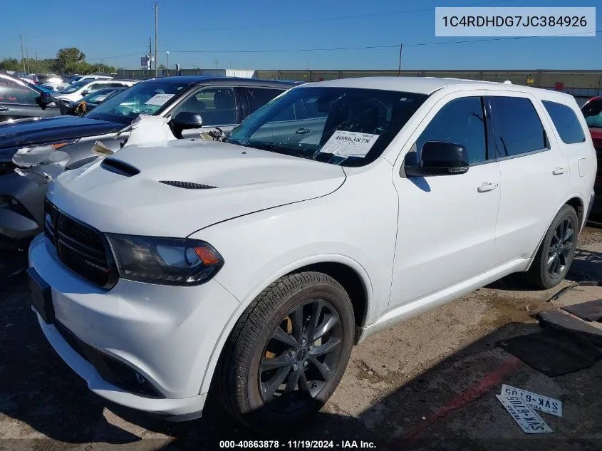 2018 Dodge Durango Gt Rwd VIN: 1C4RDHDG7JC384926 Lot: 40863878