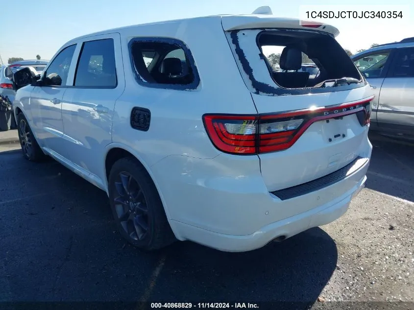 2018 Dodge Durango R/T Awd VIN: 1C4SDJCT0JC340354 Lot: 40868829