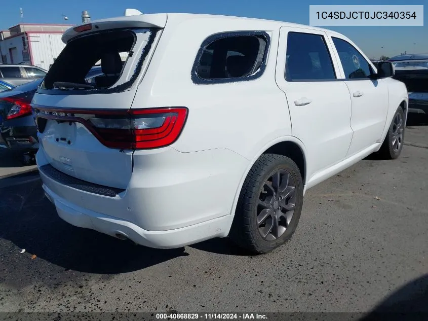 2018 Dodge Durango R/T Awd VIN: 1C4SDJCT0JC340354 Lot: 40868829