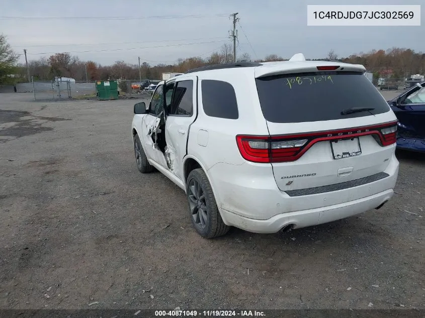 2018 Dodge Durango Gt Awd VIN: 1C4RDJDG7JC302569 Lot: 40871049