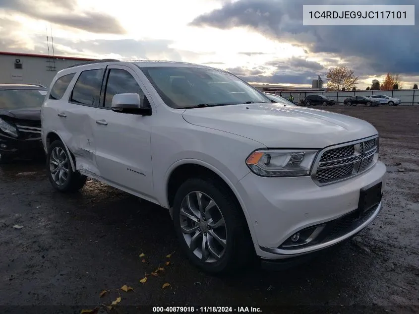 2018 Dodge Durango Citadel Anodized Platinum Awd VIN: 1C4RDJEG9JC117101 Lot: 40879018