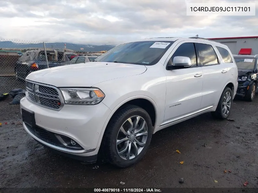 2018 Dodge Durango Citadel Anodized Platinum Awd VIN: 1C4RDJEG9JC117101 Lot: 40879018