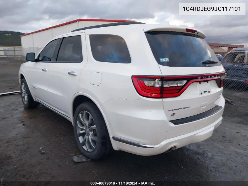 2018 Dodge Durango Citadel Anodized Platinum Awd VIN: 1C4RDJEG9JC117101 Lot: 40879018