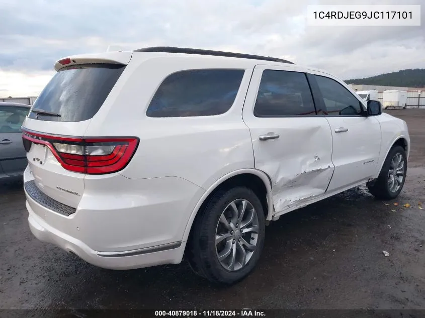 2018 Dodge Durango Citadel Anodized Platinum Awd VIN: 1C4RDJEG9JC117101 Lot: 40879018