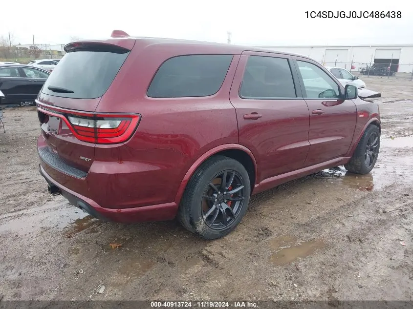 2018 Dodge Durango Srt Awd VIN: 1C4SDJGJ0JC486438 Lot: 40913724