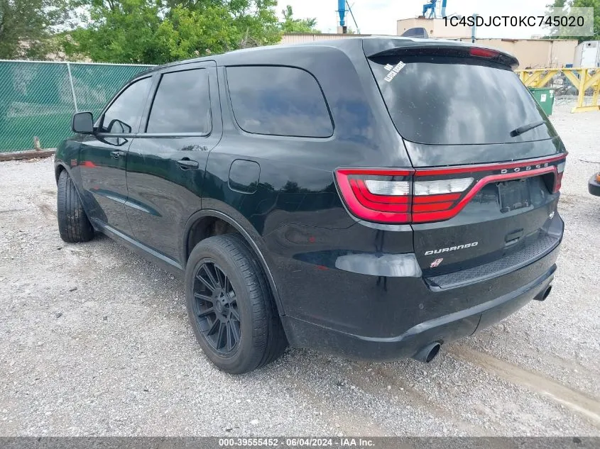 1C4SDJCT0KC745020 2019 Dodge Durango R/T