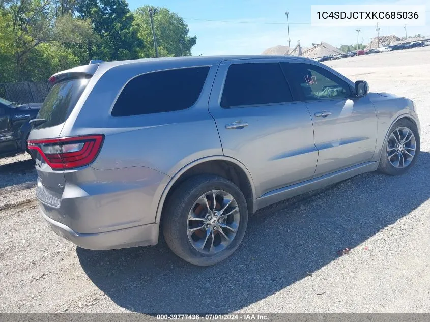 2019 Dodge Durango R/T Awd VIN: 1C4SDJCTXKC685036 Lot: 39777438