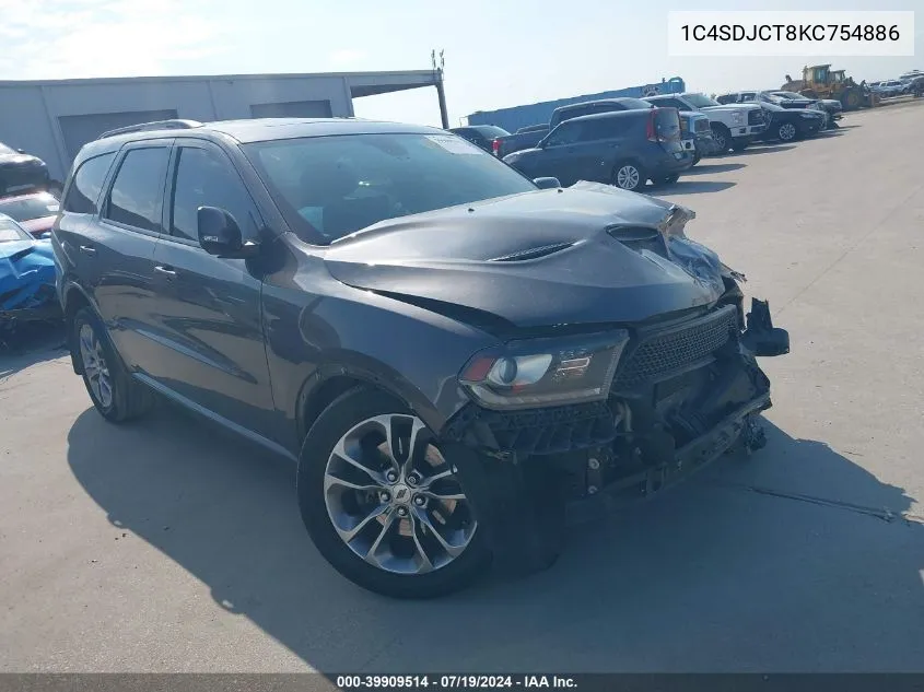 2019 Dodge Durango R/T Awd VIN: 1C4SDJCT8KC754886 Lot: 39909514