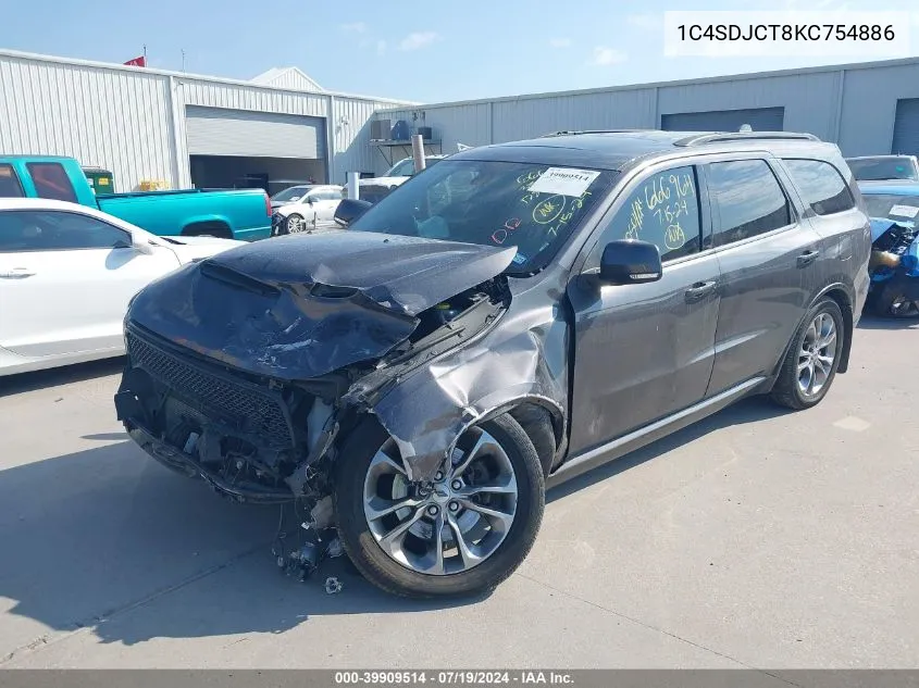 2019 Dodge Durango R/T Awd VIN: 1C4SDJCT8KC754886 Lot: 39909514