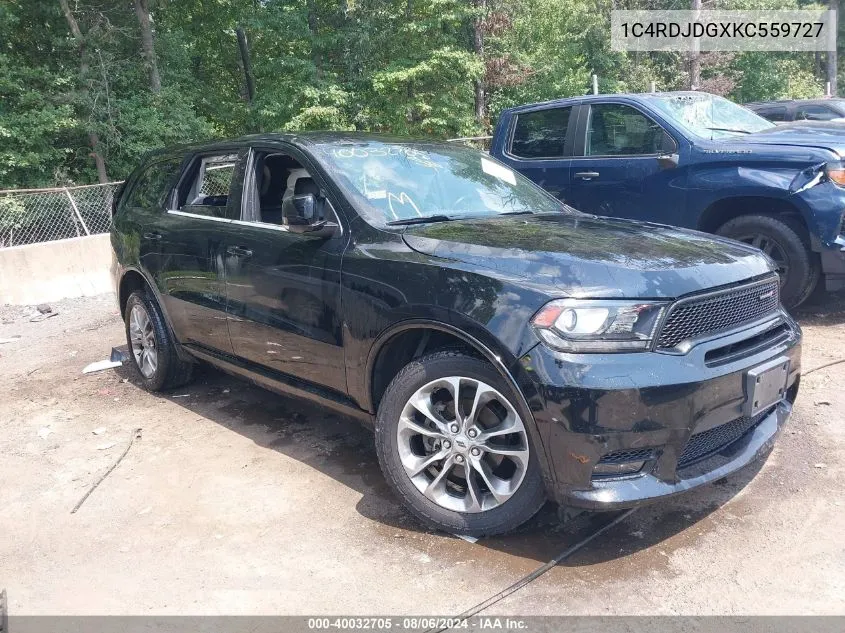 2019 Dodge Durango Gt Plus Awd VIN: 1C4RDJDGXKC559727 Lot: 40032705