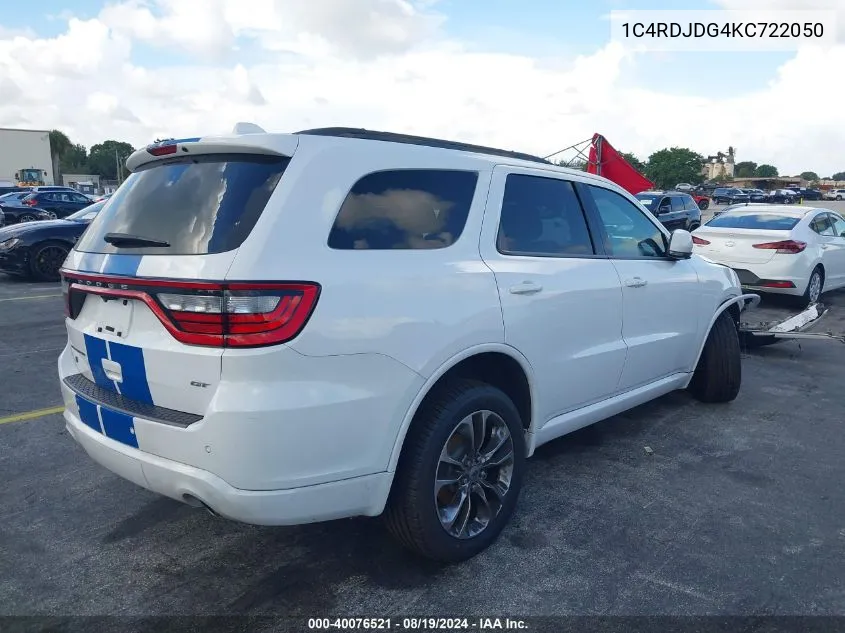 1C4RDJDG4KC722050 2019 Dodge Durango Gt Plus Awd