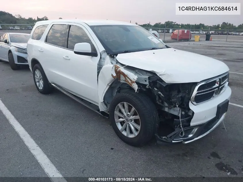 2019 Dodge Durango Sxt Rwd VIN: 1C4RDHAG1KC684614 Lot: 40103173