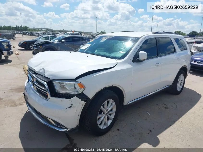 2019 Dodge Durango Sxt Plus Rwd VIN: 1C4RDHAG5KC659229 Lot: 40108273