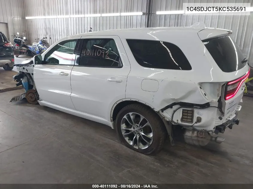 2019 Dodge Durango R/T VIN: 1C4SDJCT5KC535691 Lot: 40111092