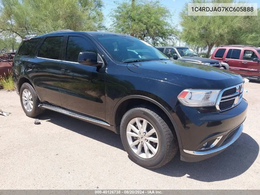 2019 Dodge Durango Sxt VIN: 1C4RDJAG7KC605888 Lot: 40126738