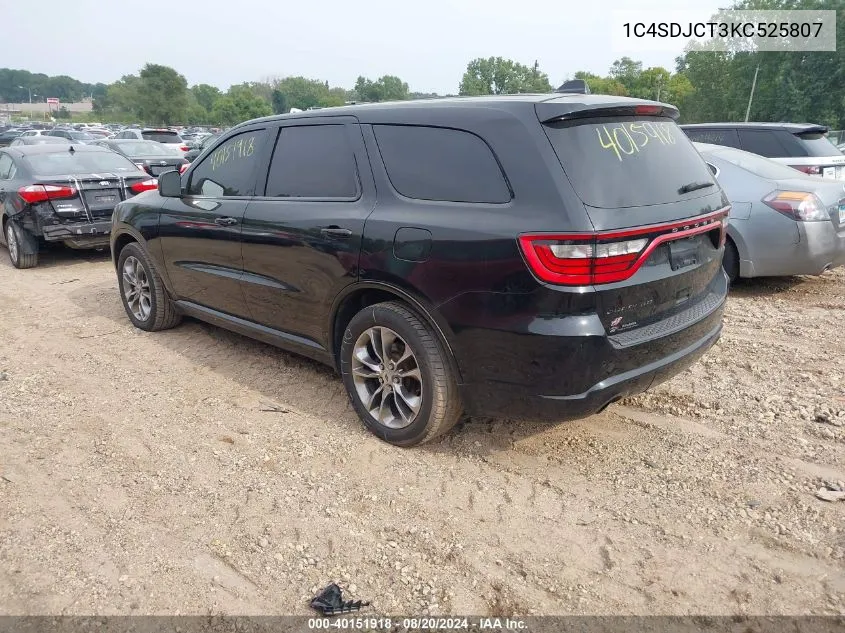 2019 Dodge Durango R/T Awd VIN: 1C4SDJCT3KC525807 Lot: 40151918