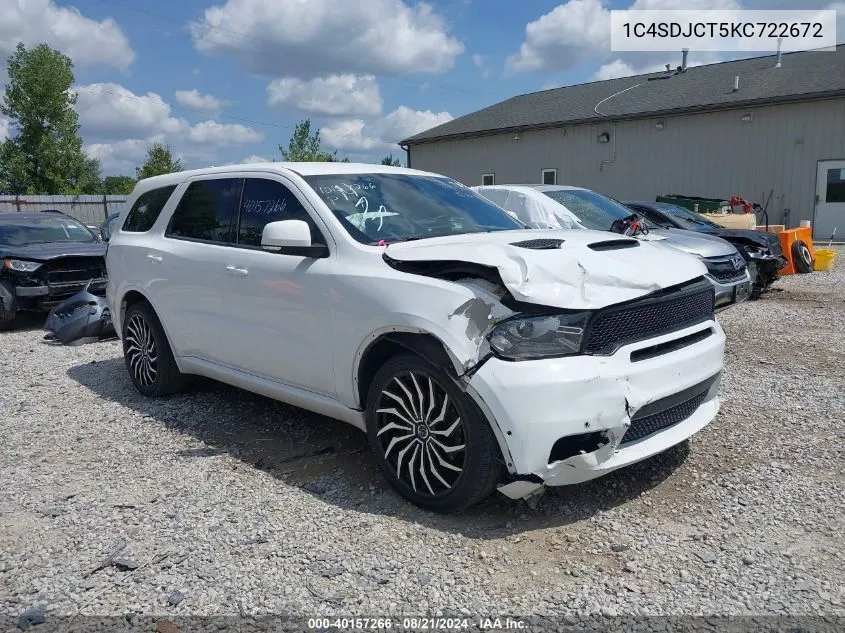 2019 Dodge Durango R/T VIN: 1C4SDJCT5KC722672 Lot: 40157266