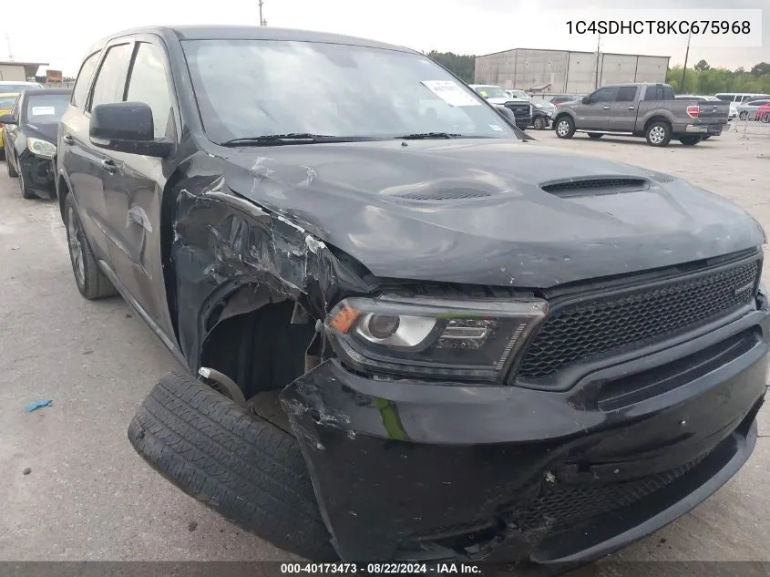 2019 Dodge Durango R/T Rwd VIN: 1C4SDHCT8KC675968 Lot: 40173473