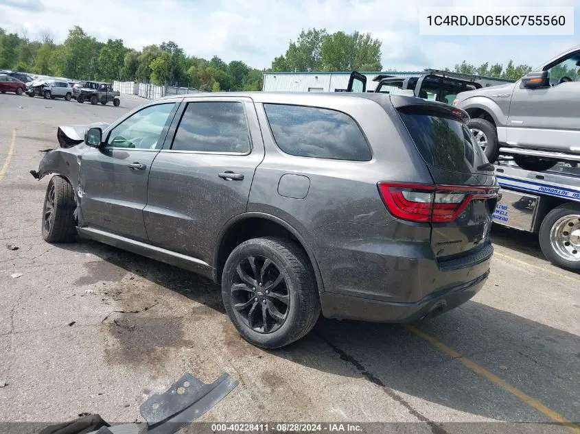 1C4RDJDG5KC755560 2019 Dodge Durango Gt Awd/Gt Plus Awd