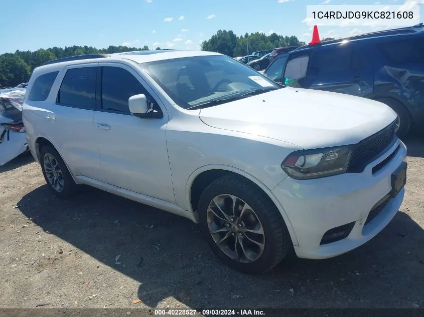 2019 Dodge Durango Gt Plus Awd VIN: 1C4RDJDG9KC821608 Lot: 40228527