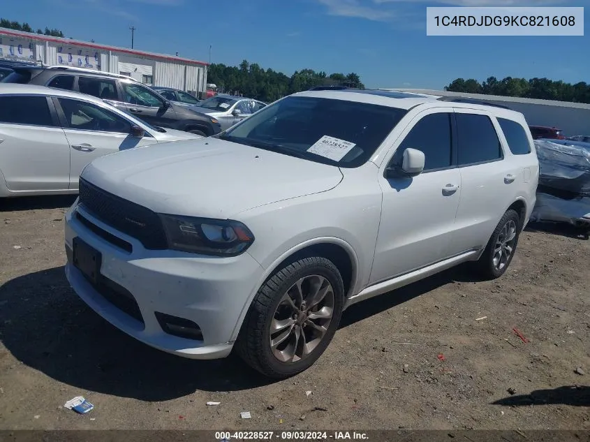 2019 Dodge Durango Gt Plus Awd VIN: 1C4RDJDG9KC821608 Lot: 40228527