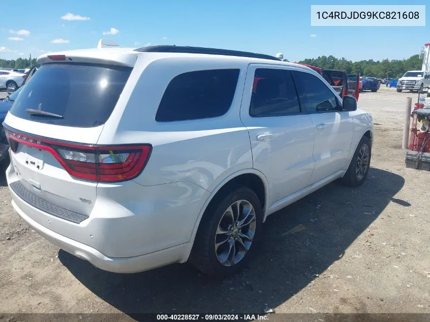 2019 Dodge Durango Gt Plus Awd VIN: 1C4RDJDG9KC821608 Lot: 40228527