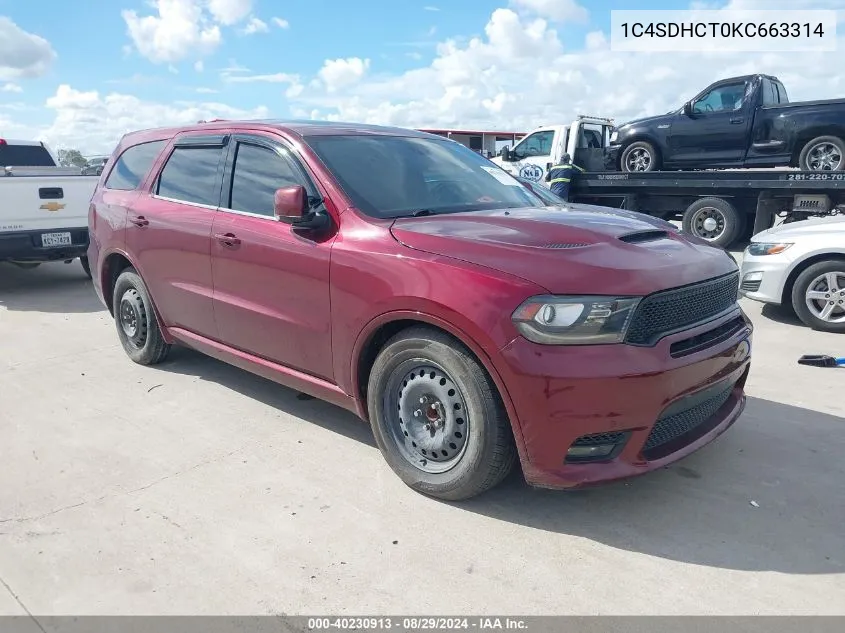 2019 Dodge Durango R/T Rwd VIN: 1C4SDHCT0KC663314 Lot: 40230913