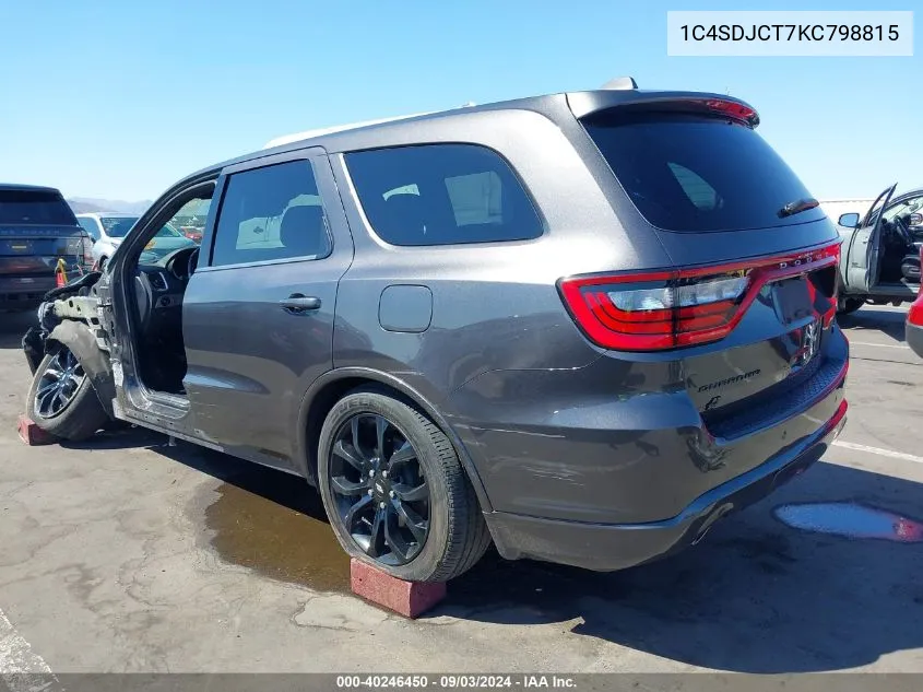 2019 Dodge Durango R/T Awd VIN: 1C4SDJCT7KC798815 Lot: 40246450