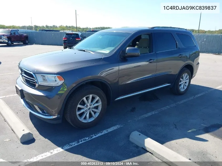 1C4RDJAG9KC839837 2019 Dodge Durango Sxt Plus